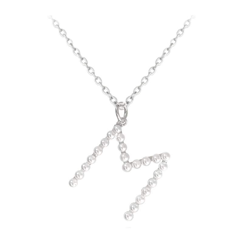 KLENOTY BUDÍN Stříbrný náhrdelník MINET písmeno M s perličkami 54589825
