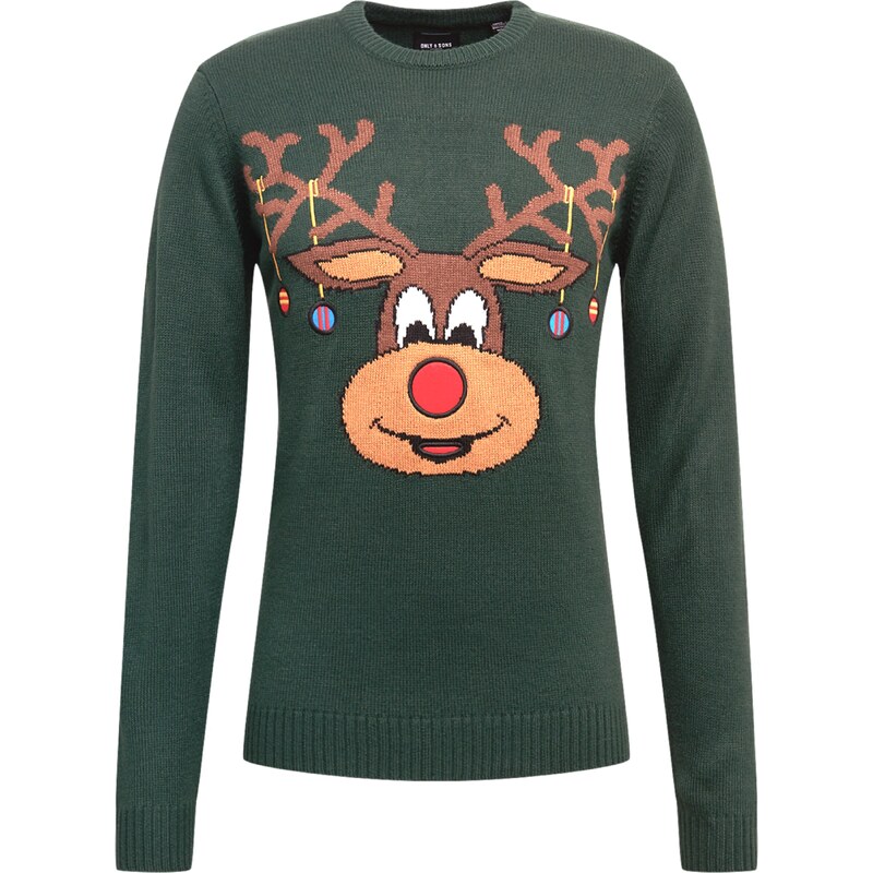 Only & Sons Svetr XMAS modrá / hnědá / světle hnědá / tmavě