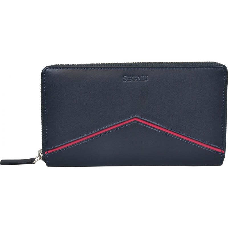 SEGALI Dámská kožená peněženka SG 7079 modrá/růžová