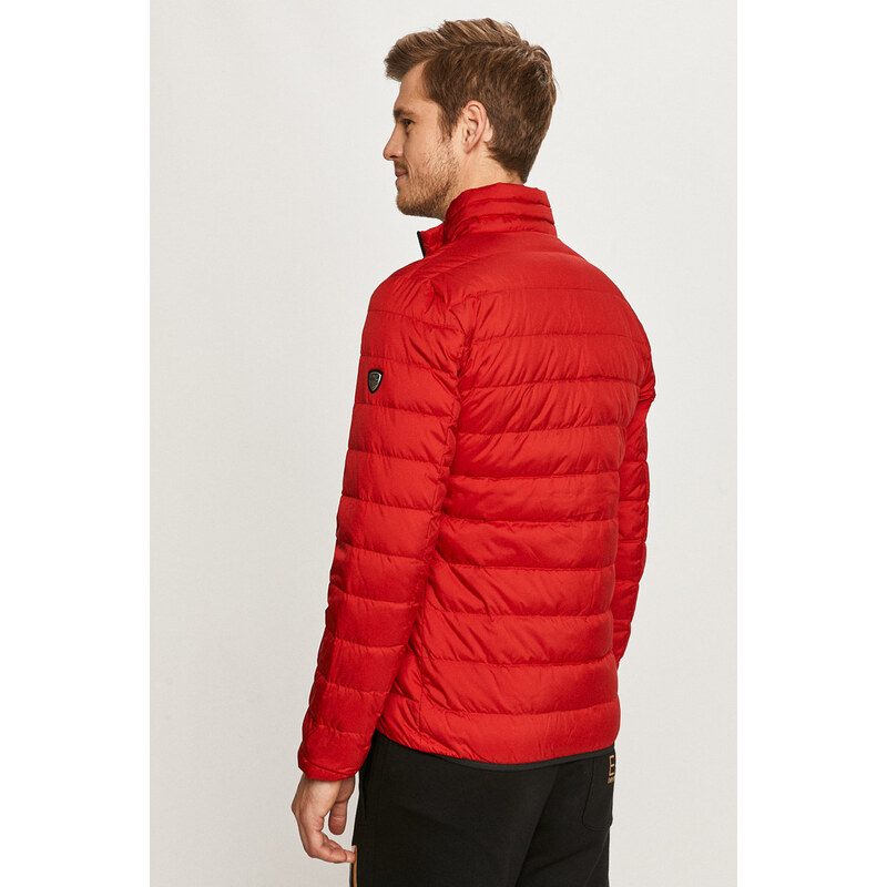 Péřová bunda EA7 Emporio Armani pánská, červená barva, zimní