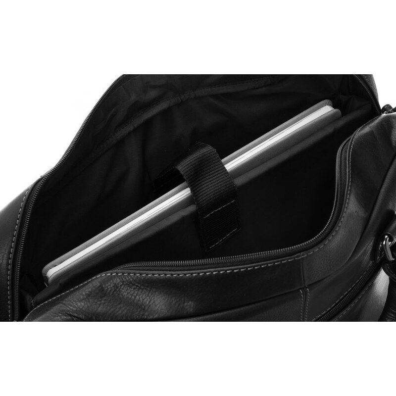 BASIC Badura Černá kožená taška na notebook
