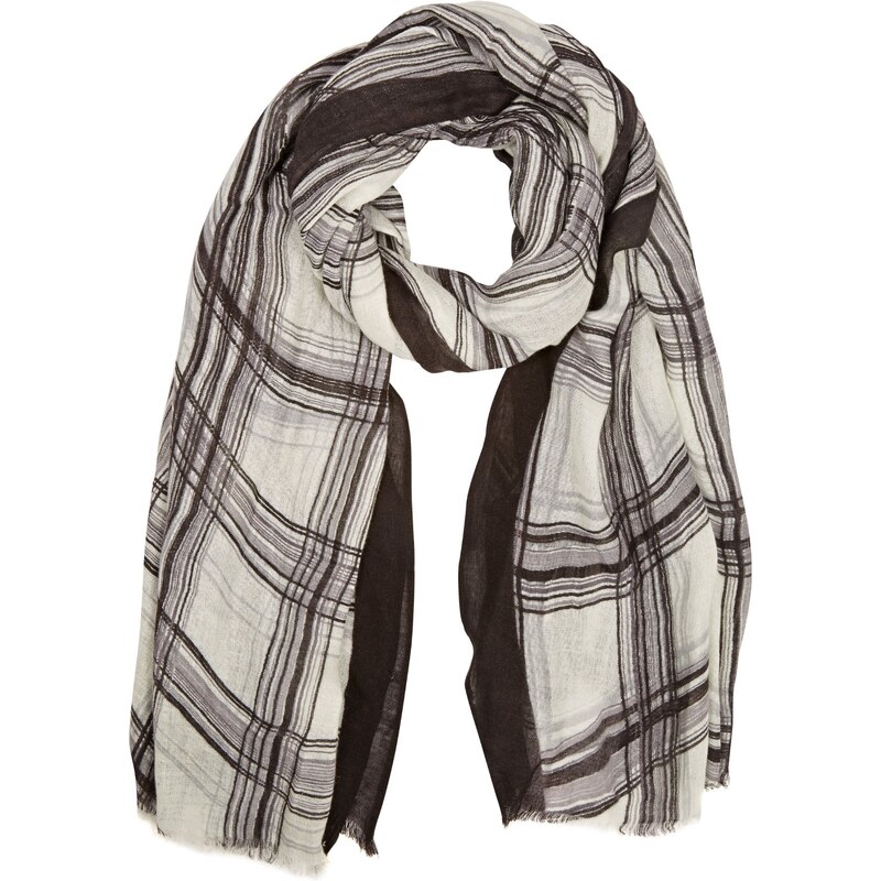 Marks and Spencer M&S Collection Lightweight Wavy Checked Scarf with Linen