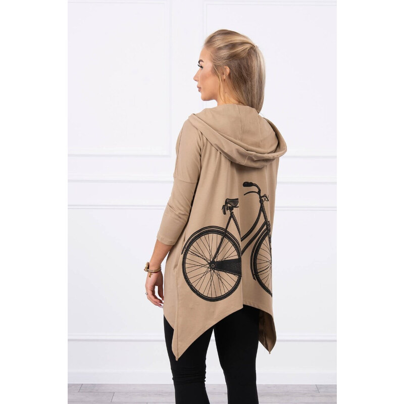 MladaModa Mikina s potiskem kola na zádech model 9139 barva camel 53661676