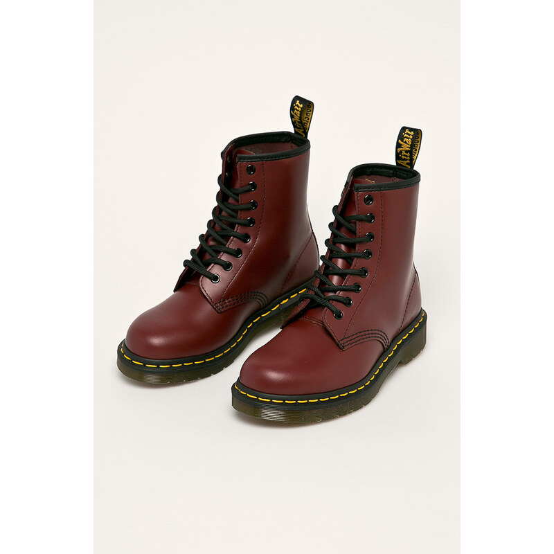 Kožené workery Dr. Martens 1460 vínová barva, na platformě, 11822600