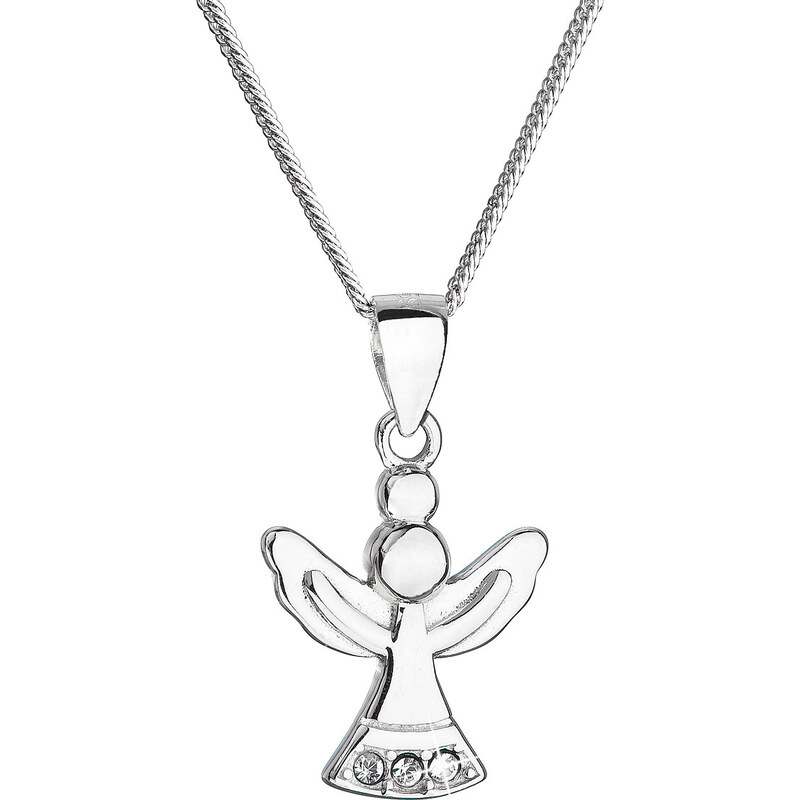 Stříbrný náhrdelník anděl se Swarovski krystaly bílý 32078.1 54673289