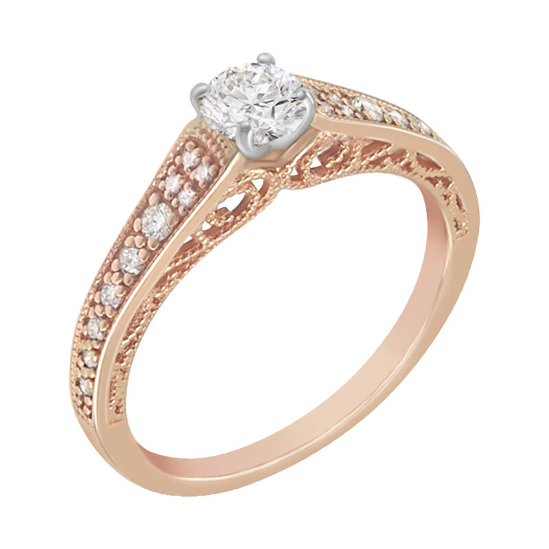 Eppi Zlatý vintage zásnubní prsten plný diamantů Keran