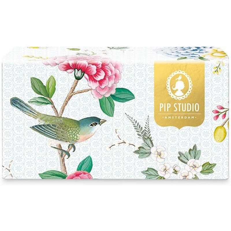 Pip Studio Blushing Birds 2ks hrnků s talířky na espresso 120ml, modrá