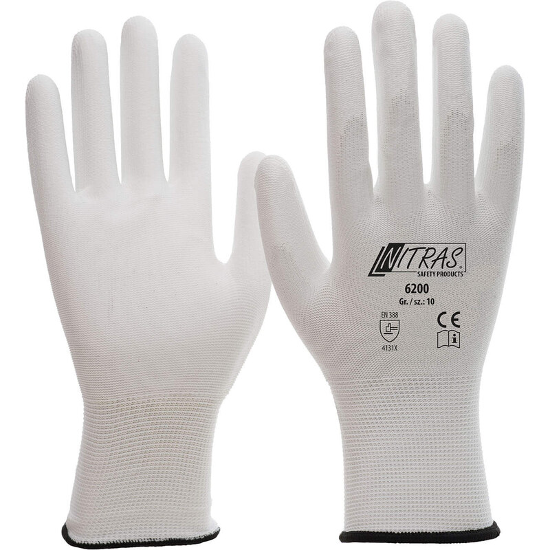 NITRAS Pletené nylonové rukavice s PU vrstvou // 6200