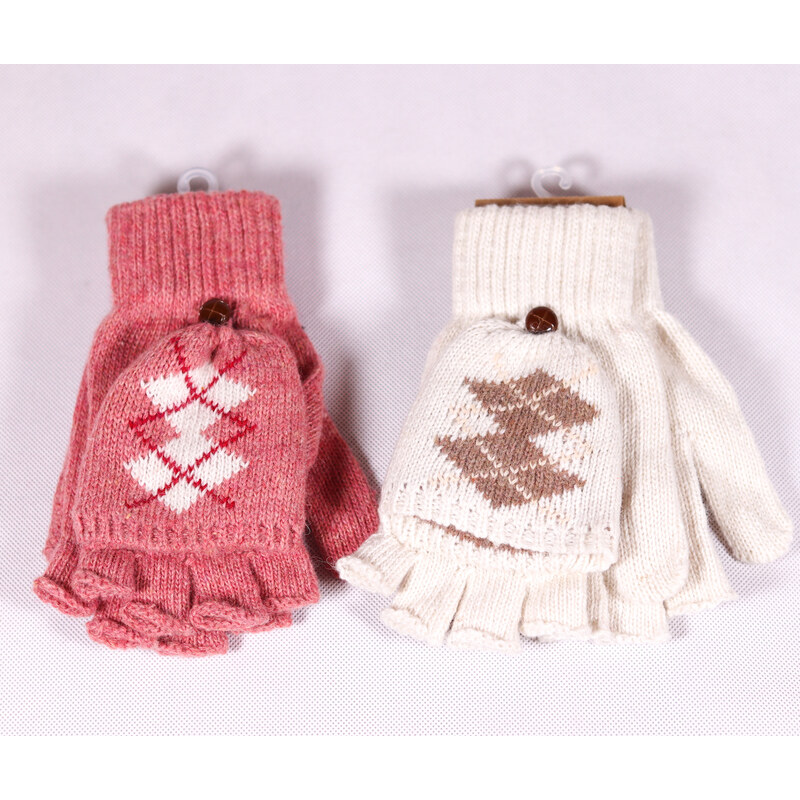 Zimní dámské textilní rukavice Sulo ZRD012 růžová, béžová, šedá