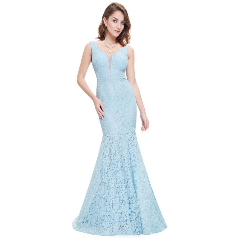 Ever Pretty krajkové dlouhé světle modré plesové šaty Dorotka
