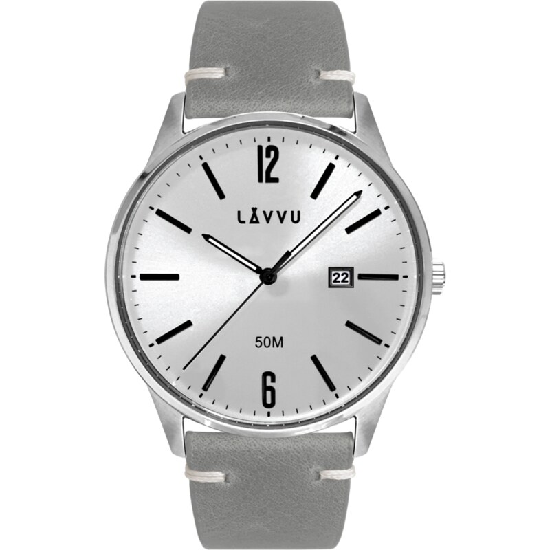 Elegantní pánské hodinky LAVVU KARLSTAD Silver / Top Grain