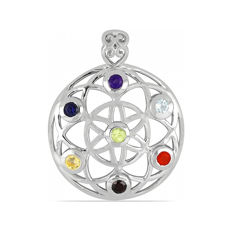 Nefertitis Čakrový přívěsek rhodiovaný Mandala Ag 925 - 2,6 cm, 5,4 g 54842611