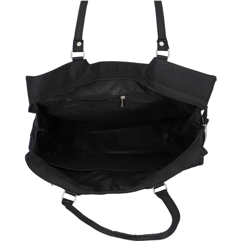 Sanchez Praktická a pohodlná látková taška se zipy na nákupy Zina, černá