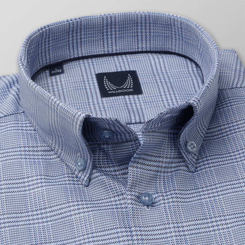 Willsoor Pánská košile Slim Fit světle modrá s károvaným vzorem 12248