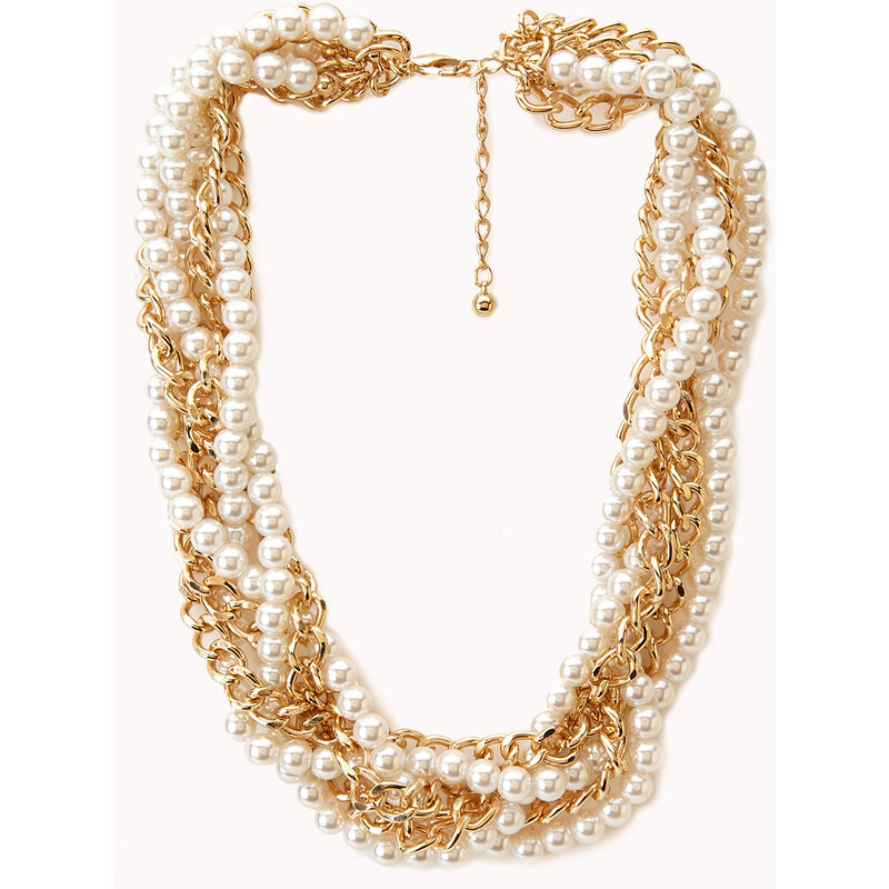 Forever 21 Opulent Faux Pearl & Chain Choker