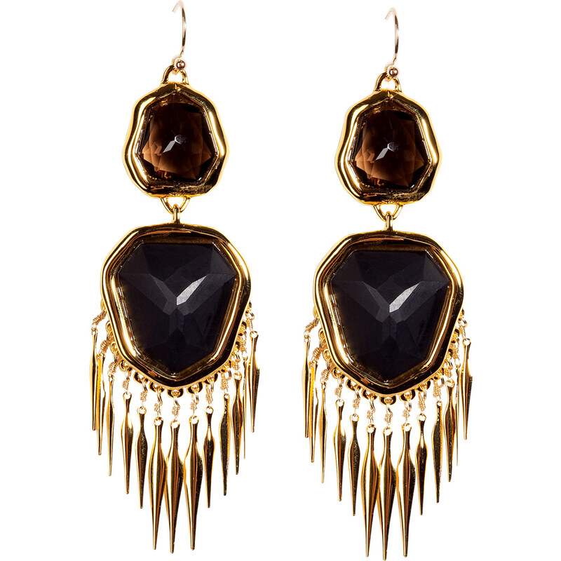 Alexis Bittar Gold smoky quartz and onyx earrings