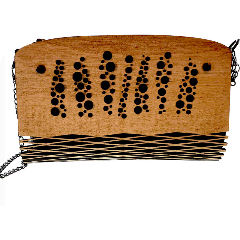 AMADEA Dřevěná kabelka černá - bubliny 25 cm