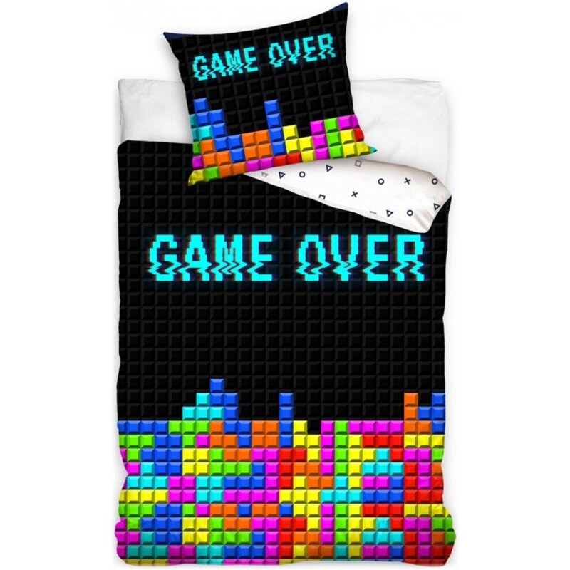 BedTex Bavlněné ložní povlečení GAME OVER - 100% bavlna Renforcé - 70 x 90 cm + 140 x 200 cm