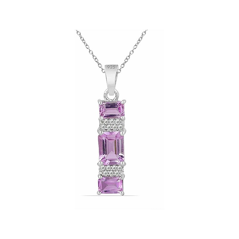 Nefertitis Přívěsek stříbrný s broušenými Pink ametysty a zirkony Ag 54946055