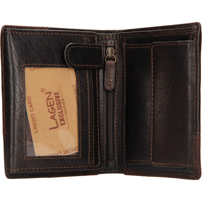 Pánská kožená peněženka Lagen Apolone - tmavě hnědá