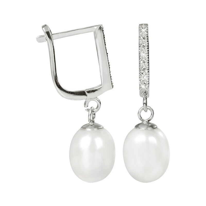 JwL Luxury Pearls Elegantní náušnice s perlou a krystaly JL0187