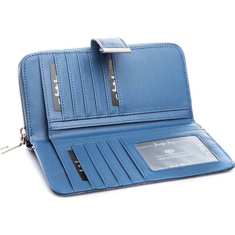 Jennifer Jones Velká dámská peněženka na zip 11040 modrá světlá