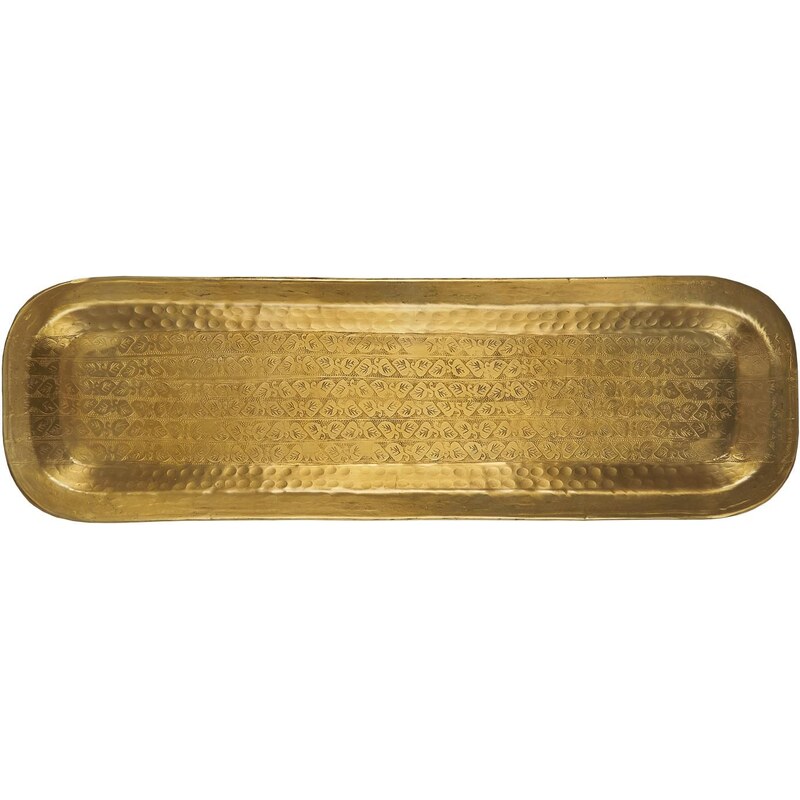 IB LAURSEN Kovový tác Oblong Leaf Antique Gold