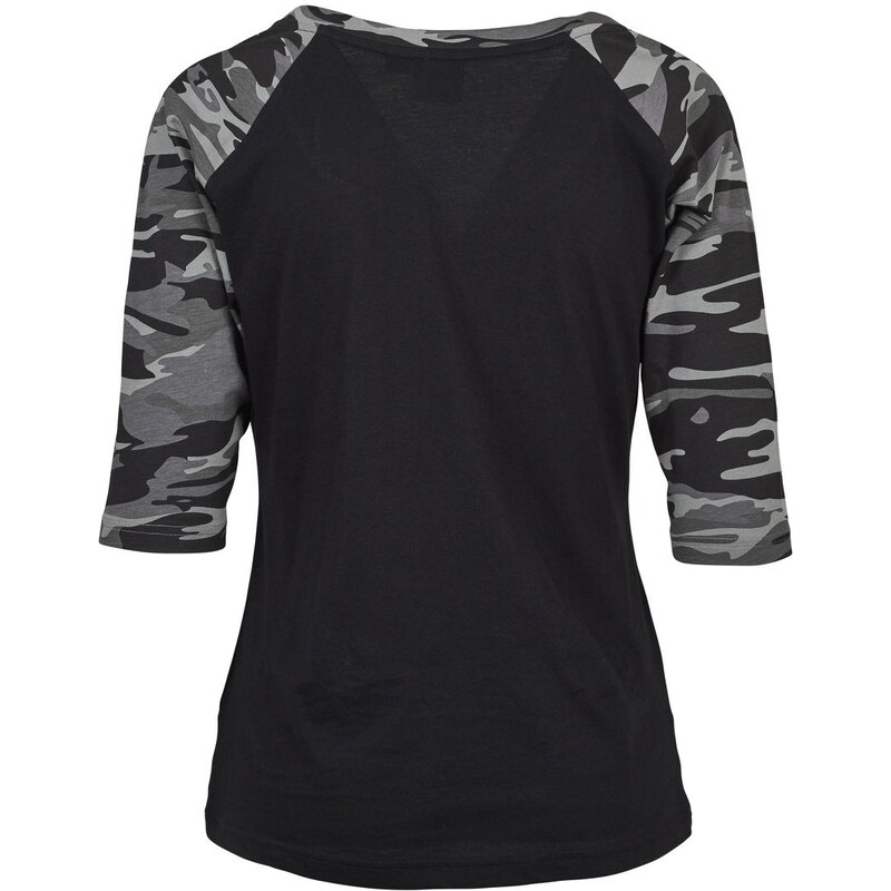 UC Ladies Dámské 3/4 kontrastní raglánové tričko černé/tmavé camo