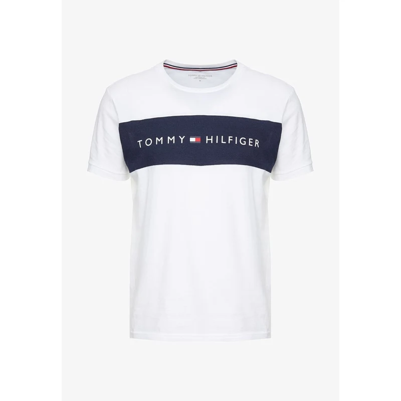 TOMMY HILFIGER pánské bílé tričko CN SS TEE LOGO FLAG - GLAMI.cz