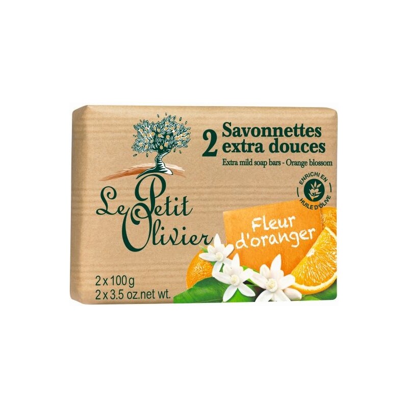 LE PETIT OLIVIER Extra Mild Soap Bars - Orange Blossom 2× 100 g