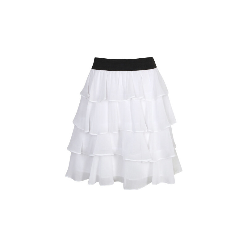 BOOHOO Bílá volánková sukně