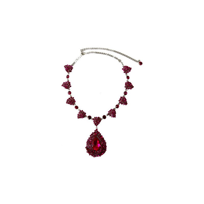 LA FEMME Stříbrný náhrdelník s růžovými krystaly