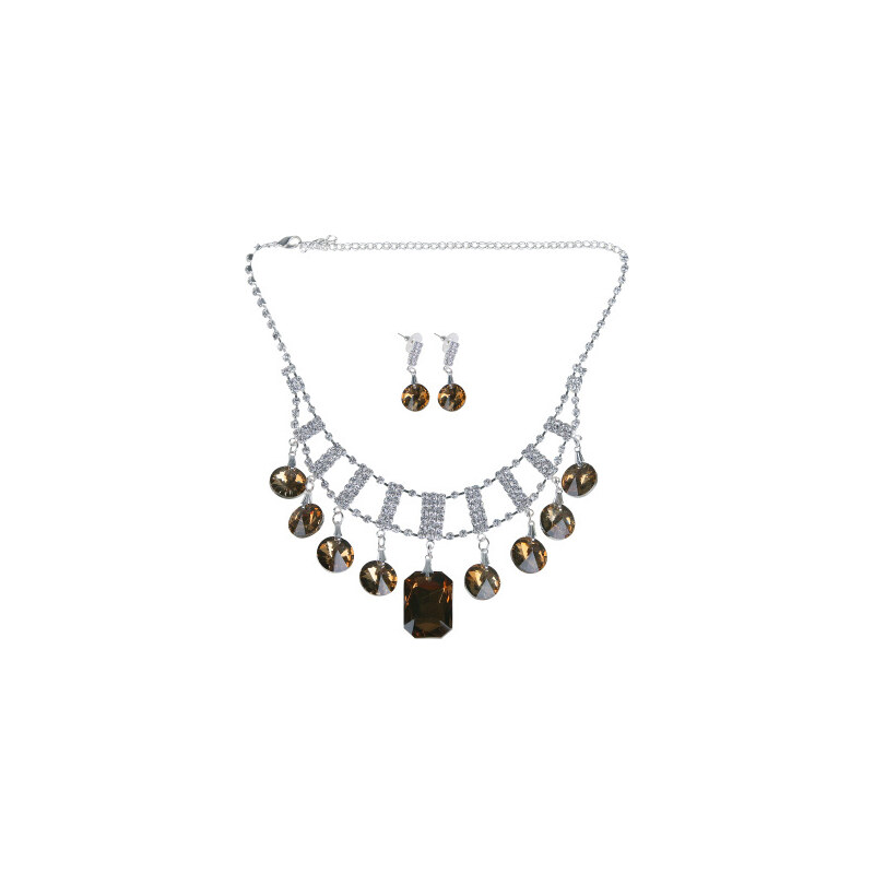 LA FEMME Stříbrný náhrdelník a náušnice s krystaly