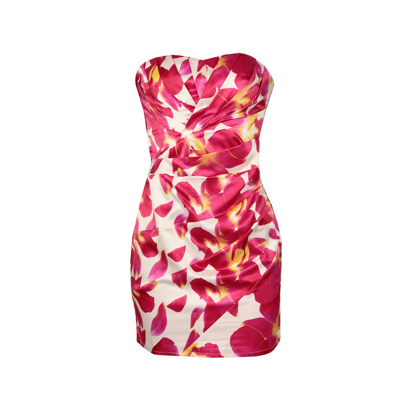 LIPSY Bílé mini šaty s růžovým květinovým potiskem