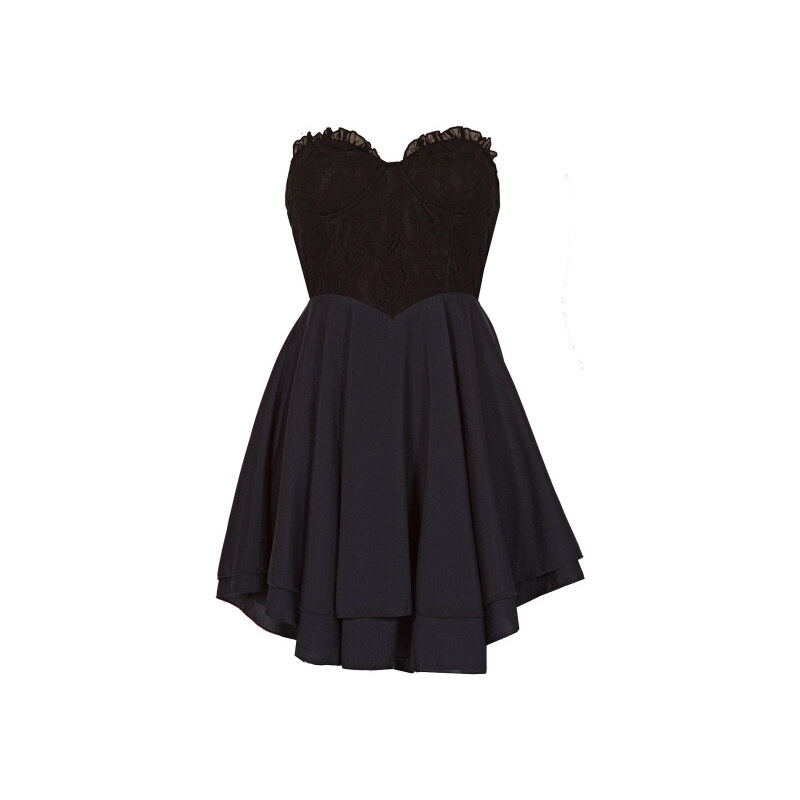 FROCK AND FRILL Modro-černé korzetové šaty