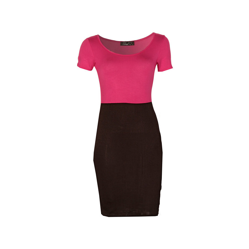 FROCK AND FRILL Růžovo-černé elastické šaty