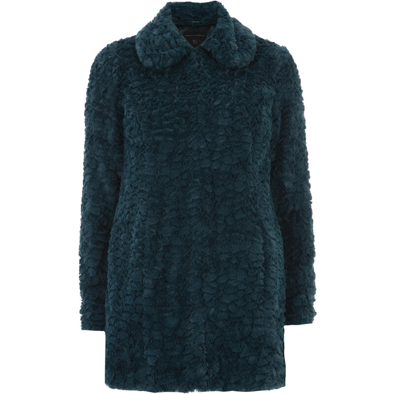 DP Kožešinový kabát v modro-zelené barvě