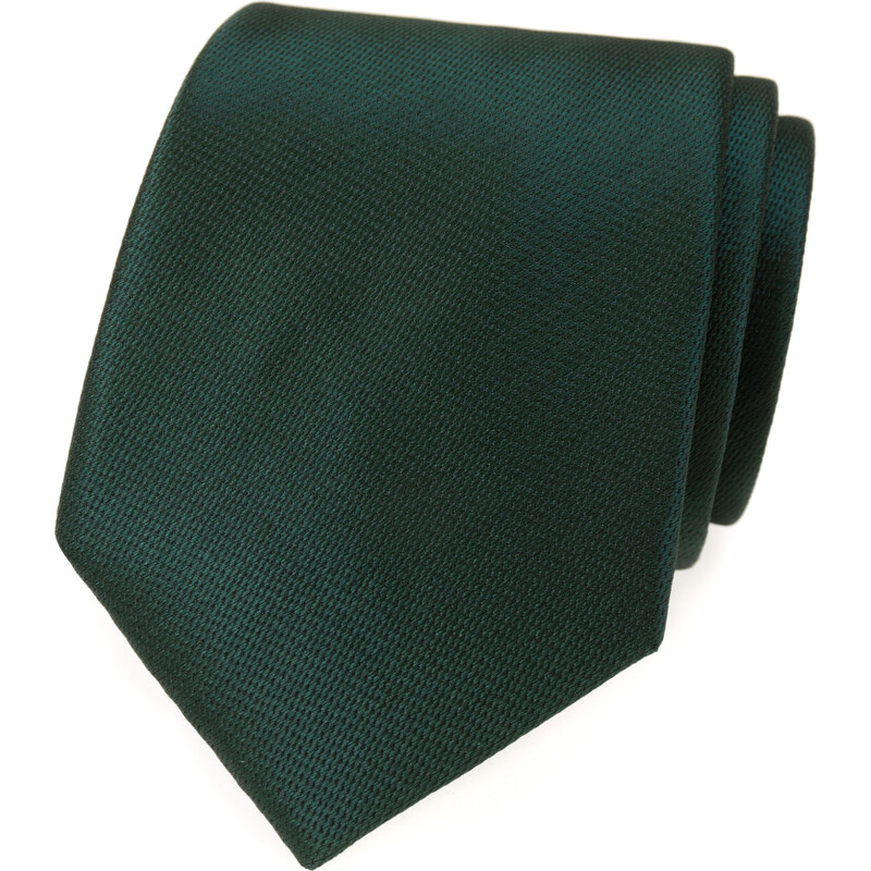 Avantgard Tmavě zelená luxusní pánská kravata bez vzoru