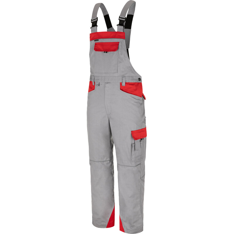 DYKENO Primo pracovní kalhoty s laclem šedo-červené