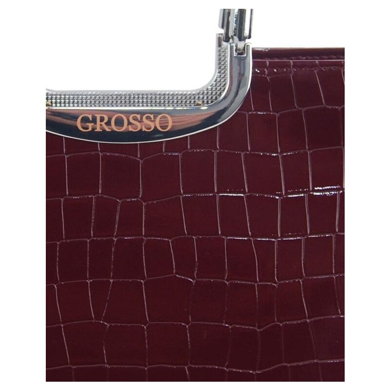 Elegantní vínová lakovaná kabelka do ruky Grosso S7 s kroko vzorem