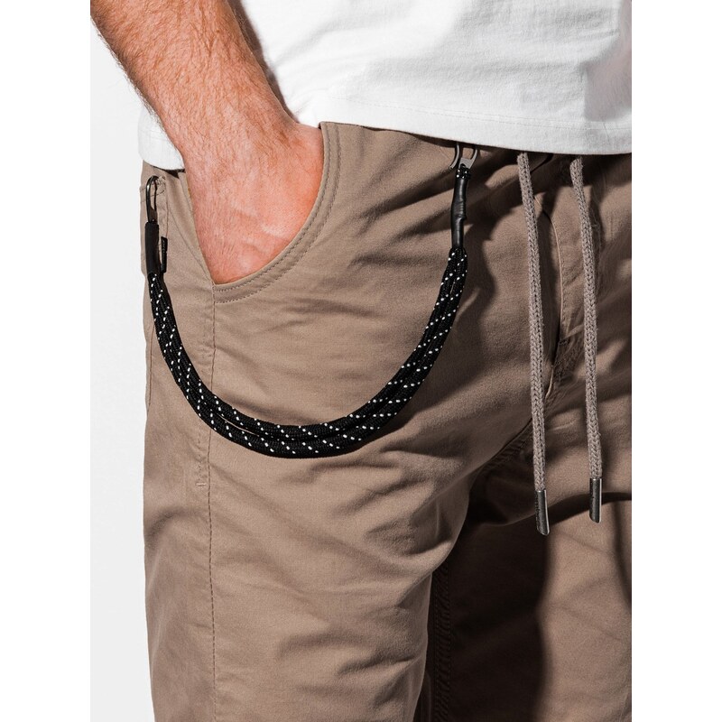 Ombre Clothing Pánské plátěné jogger kalhoty Cowal béžové P908