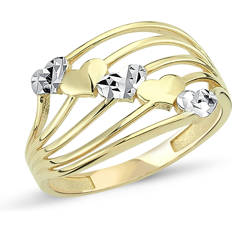Lillian Vassago Zlatý prsten se srdíčky LLV46-GR007