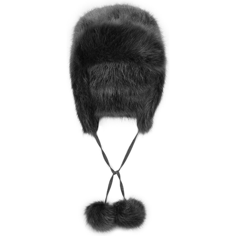 Tally Weijl Grey Faux Fur Hat with Pom Poms