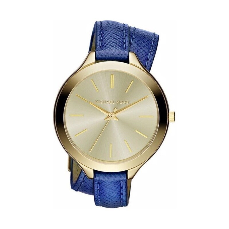 Dámské pozlacené hodinky s modrým páskem Michael Kors