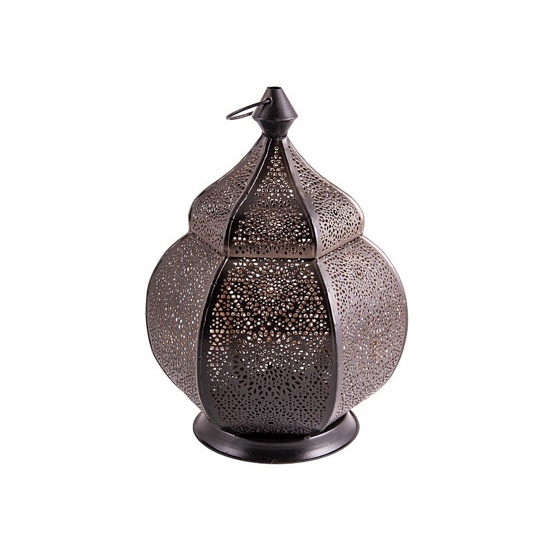 Nefertitis Svícen kovový orientální lucerna Aladin na čajové svíčky - cca 15 x 23 cm