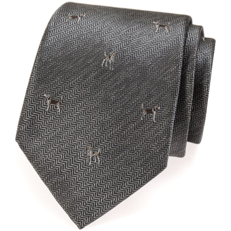 Šedá kravata motiv pes Avantgard 561-62155