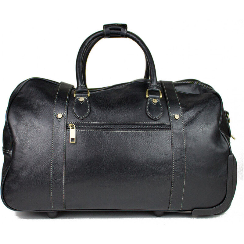 KATANA Luxusní kožená cestovní taška na kolečkách Brigitte Černá