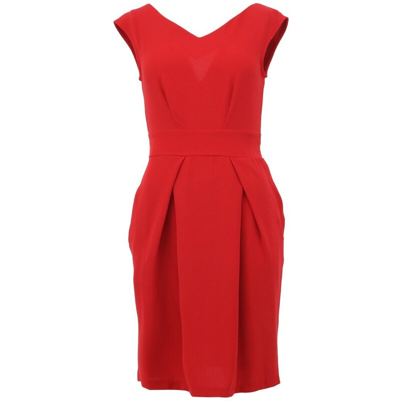 Červené šaty s mašlí na zádech Closet