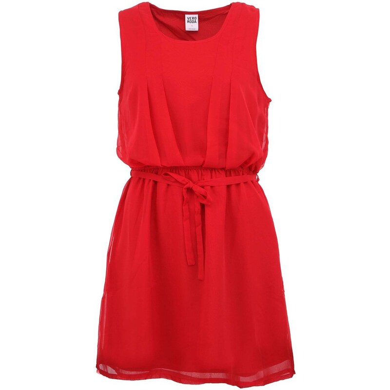 Červené šaty se zavazováním v pase Vero Moda Chino