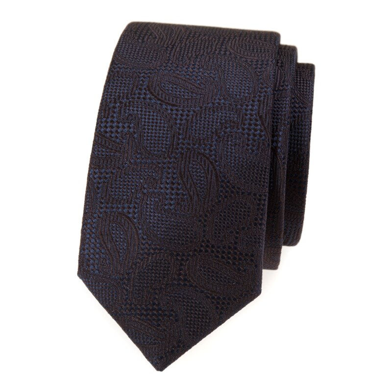 Hnědá strukturovaná kravata s Paisley vzorem Avantgard 571-62344